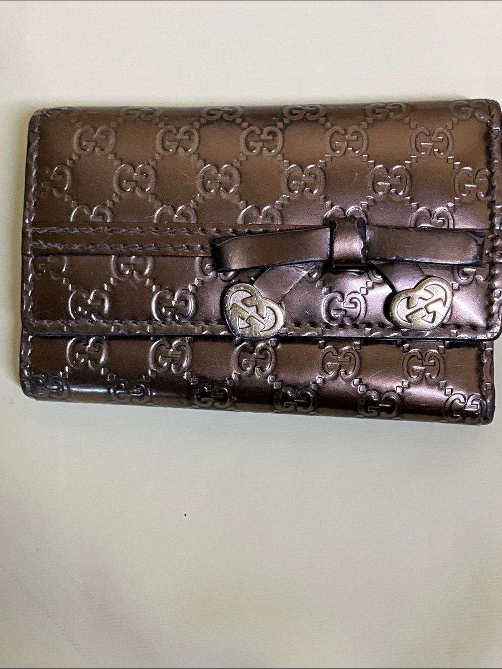 Gucci Brown GG Embossed Leather Key & Card Holder with Gold Hardware - Picture 3 of 13